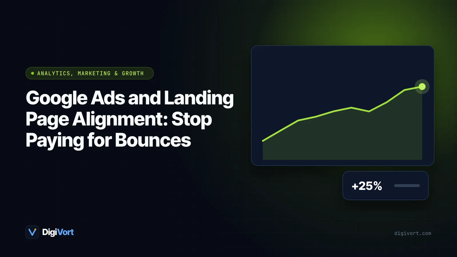 Illustration of a search ad connected by a bright line to a matching landing page headline and form
